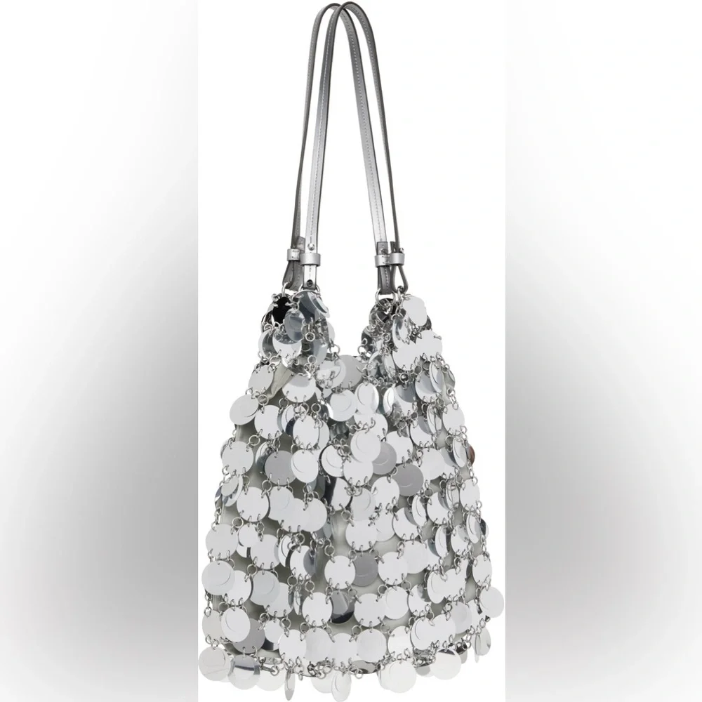RABANNE BY PACO RABANNE SPARKLE SILVER DISC BAG NEW - Picture 15 of 15